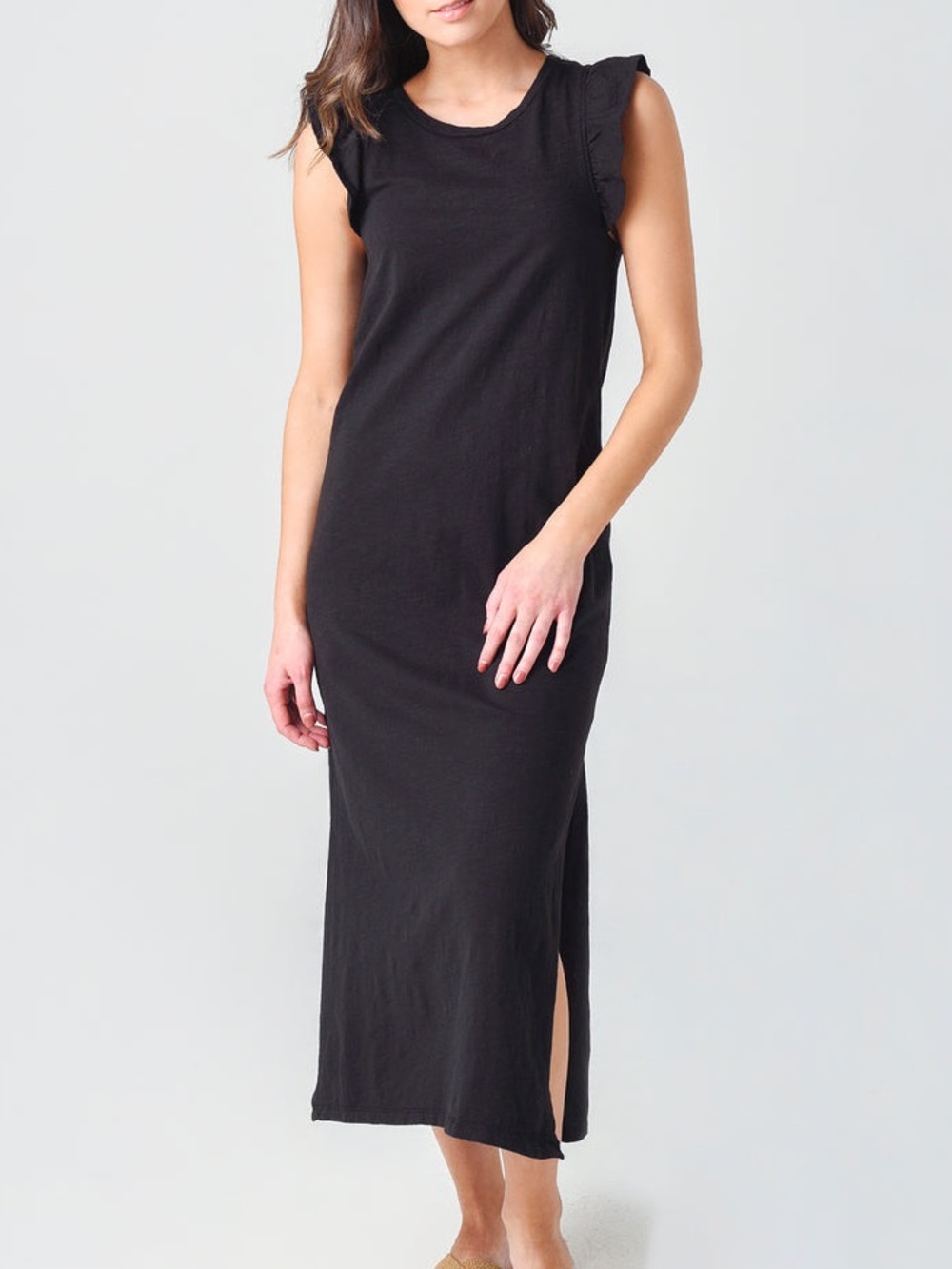 Z Supply navy Blakely Slub Ruffle Midi Dress size XS